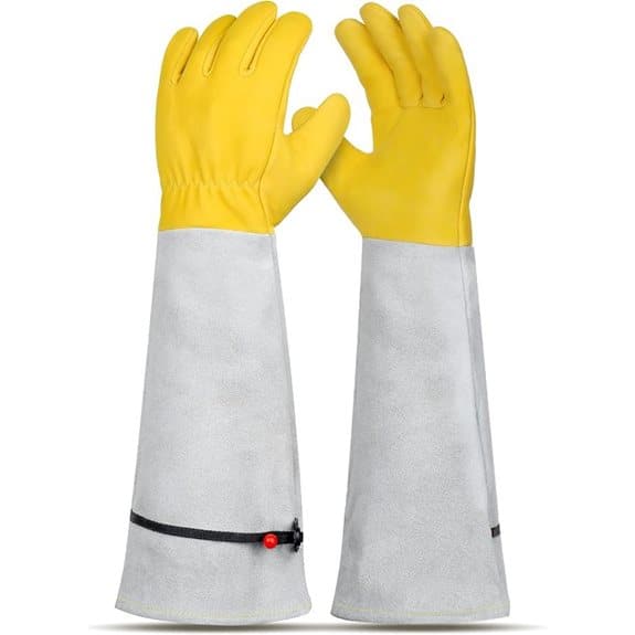 Thorn-Proof Leather Gardening Gloves with Adjustable Cuff