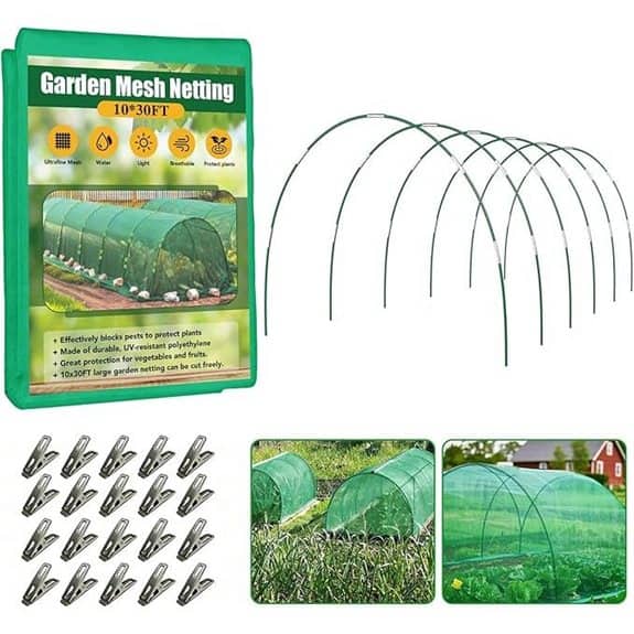 Garden Mesh Netting Kit with Fiberglass Hoops