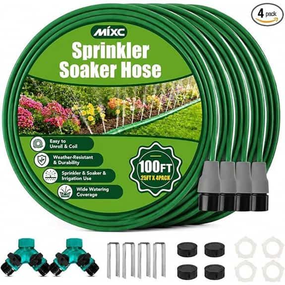 MIXC 100FT Heavy Duty Sprinkler Soaker Hose Set
