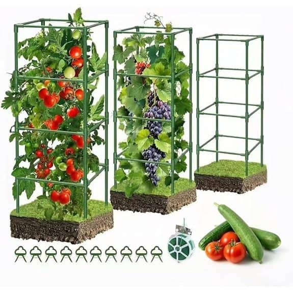 3 Pack Heavy Duty Tomato Cages with Clips