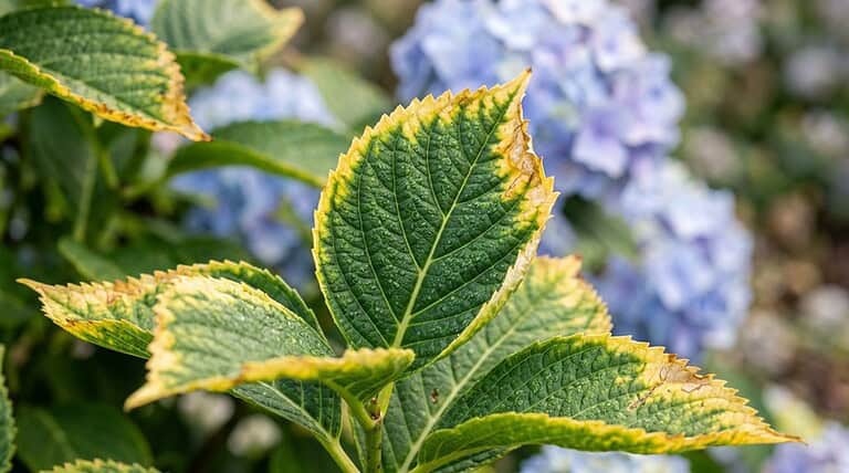 hydrangea leaf yellowing causes