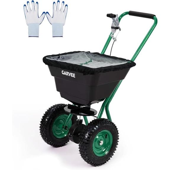 Push Lawn Spreader with Rain Cover & Gloves