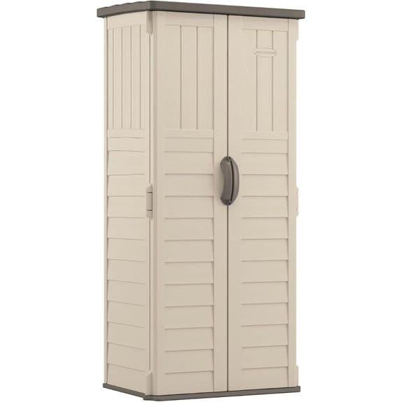 Suncast Vertical Outdoor Storage Shed Vanilla