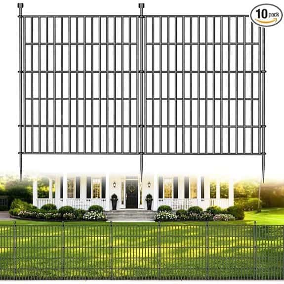 10-Panel Rustproof Outdoor Garden Fence for Yard