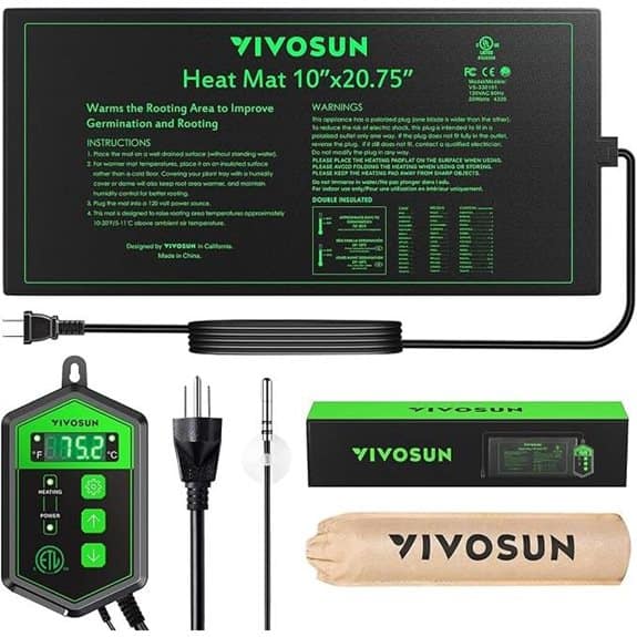 VIVOSUN Seedling Heat Mat and Digital Thermostat Combo