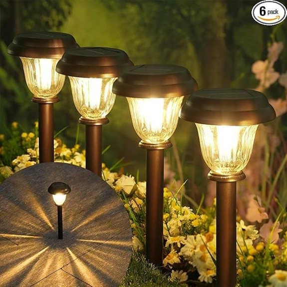 Solar Pathway Lights 6 Pack Outdoor Warm White