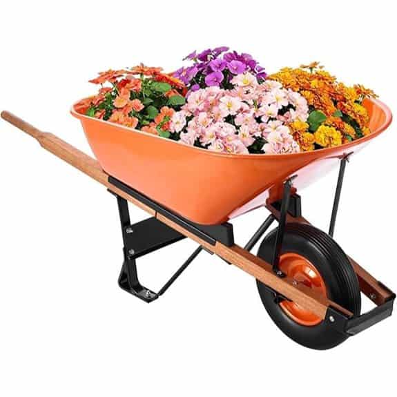 VEVOR 6 Cu. Ft. Wheelbarrow Cart with Metal Handle