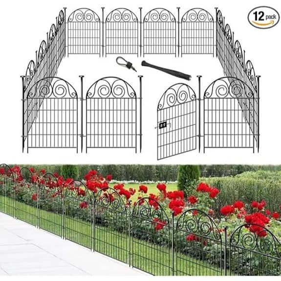 Getlay Tall Garden Fence with Gate 12 Panels