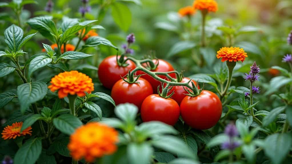 tomatoes thrive with companion plants