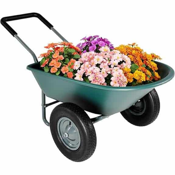 Upgrade 2-Wheel Wheelbarrow Yard Cart with Tires
