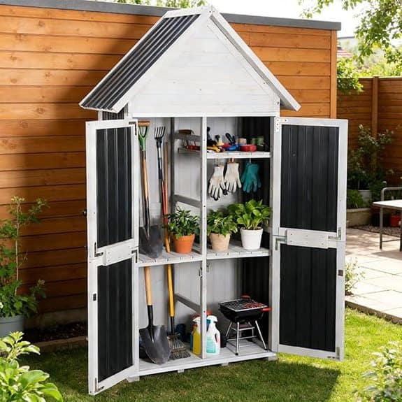 Sheds Outdoor Storage Metal Frame Garden Shed White