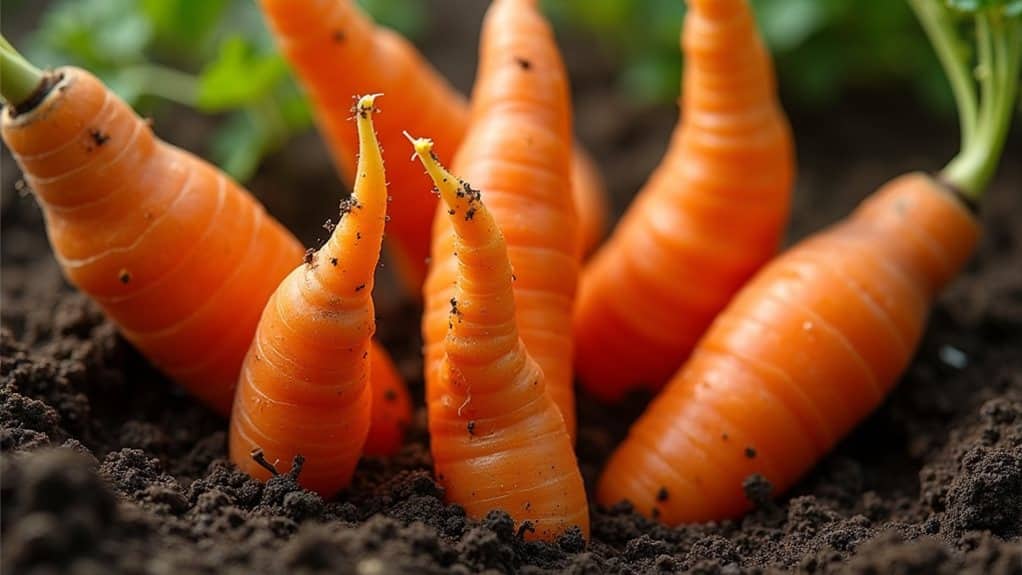 forked carrots from poor soil