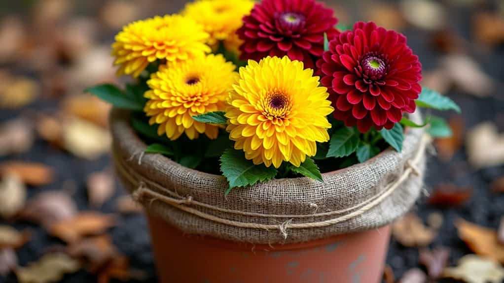 protect potted mums winter